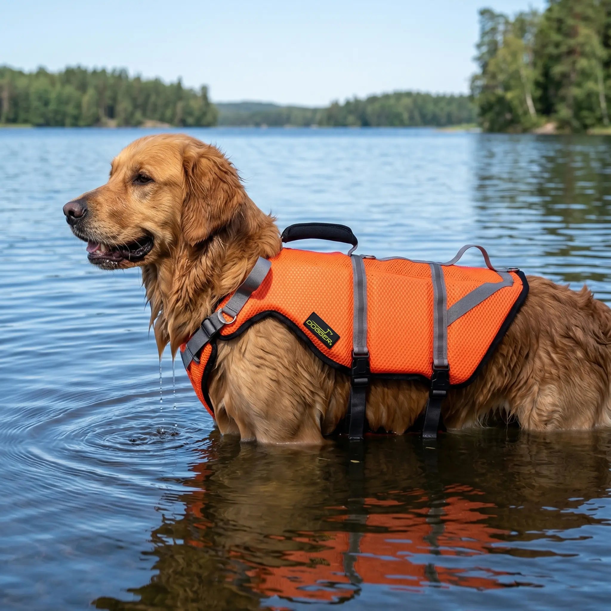 HUNDESCHWIMMWESTE orange black