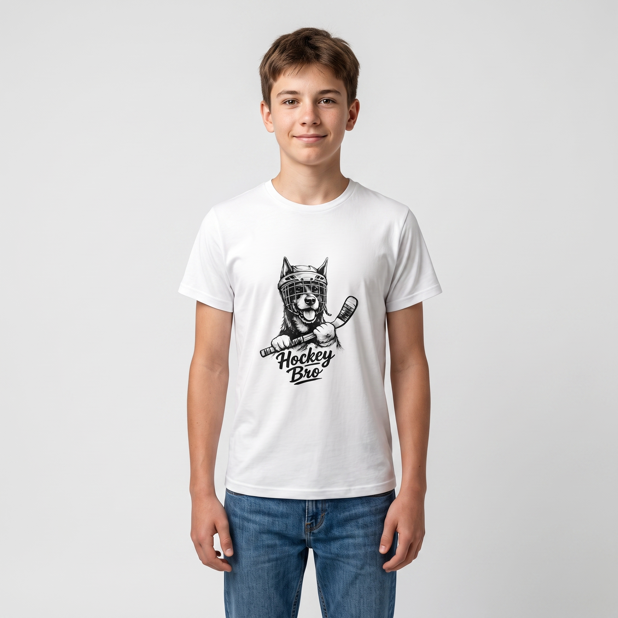 HOCKEY BRO T-Shirt Enfants Unisexe blanc – Limited Edition